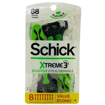 Schick Xtreme3 чувствительные одноразовые бритвы 8ct - 1 упаковка - новый - Изображение 1 из 2