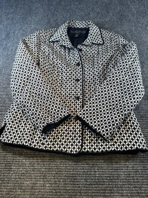 Jaqueta Vintage Silkland Petite M Bordada Xadrez 100% Seda - Imagem 1 de 4