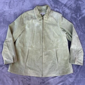 Chaqueta Blazer Coldwater Creek Gamuza Cuero Mujer 1X Verde Cremallera Completa - Imagen 1 de 17