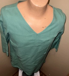 Morbido Dintorni Lino Come Nuovo Donna Maniche 3/4 Spiaggia Costa Petite Medium - Foto 1 di 6