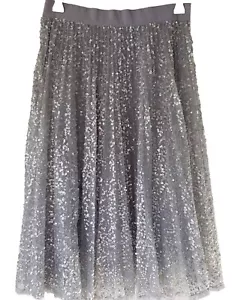 Ermano Scervino Tulle Skirt Girls Jr Sz 12yrs Gray Silver Sequined Italy Formal - Picture 1 of 7