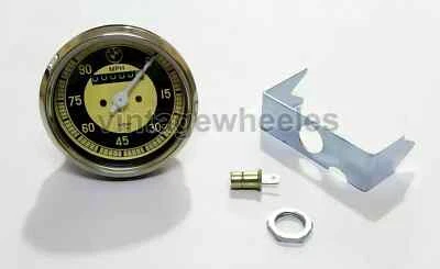 RÉPLICA BMW SPEEDO 0-90 MPH CARA BLANCA CARCASA METÁLICA PARA BMW R25 R26 Y R50-51 Foto 1 de 3
