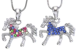 Blue Multicolor Horse Pony Mustang Necklace Animal Pendant Charm Gift for Girls - Picture 1 of 1