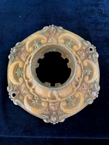 Anitque Vintage Cast Aluminum Flush Mount Ceiling Fixture Ornate 6 1/2" Cover