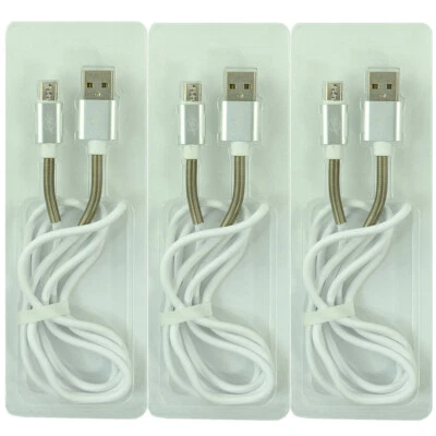 3件装V8微型USB充电器快速充电线适用于三星Android手机 — 第 1/3 张图片