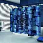 Stacked Blue Blocks 3D Shower Curtain Waterproof Fabric Bathroom Decoration