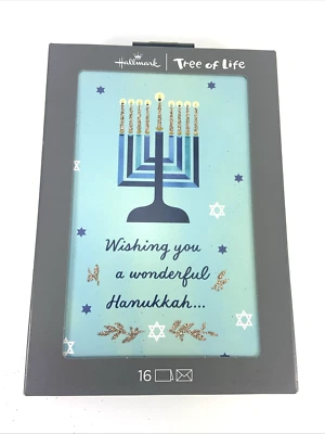 1 Box Hallmark Tree Of Life "Wishing You A Wonderful Hanukkah" 16 Count New! - Image 1 of 4