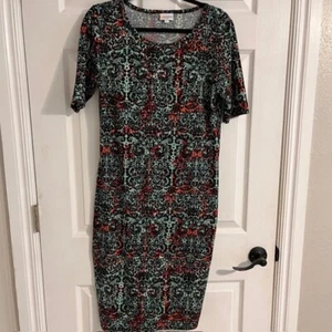 LuLaRoe Women's Dress Sheath Short Sleeve Printed Casual Black L - Picture 1 of 5