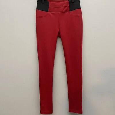 Ci Sono Stretch L Red & Black Jegging Elastic Waist Mid Rise Leggings Womens - Image 1 of 4