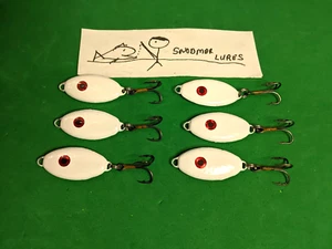 6 - 5/8 oz  JIG SPOON LURES JIGGING CASTING LEAD SLAB FISHING  white - Picture 1 of 7