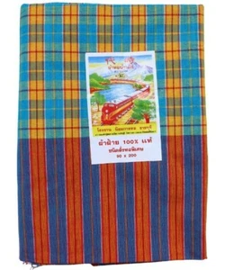 Thailand Loincloth "Pha Kao Ma" Cotton Fabric Textile Hand Craft & Hand Woven - Picture 1 of 17