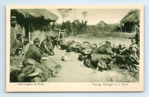 c1920s Angola, Africa Postcard - Homenagem Ao Soba Paying Homage To A Chief #1 - Picture 1 of 2