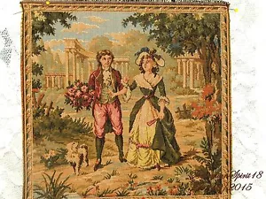 TAPICES AUTÉNTICOS DE COLECCIÓN FIRMADOS HECHOS EN FRANCIA ESCENA DE AMANTES - Imagen 1 de 5