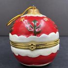 Ceramic Red Christmas Tree Ornament Trinket Box Holiday Retro Decor Vanity Ring