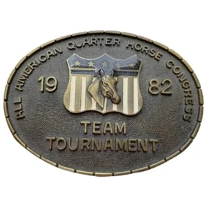 1982 American Quarter Horse Council Team Tournament Cowboy Trophy Buckle Regal - Picture 1 of 3