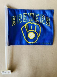 MLB MILWAUKEE BREWERS CAR FLAG MAJOR LEAGUE BASEBALL TEAM NEW - Picture 1 of 8