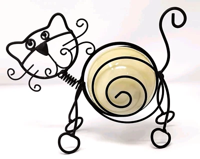 VTG Metal Wire Cat Sculpture Garden Patio Outdoor Solar Light Whimsical Decor - Image 1 of 4