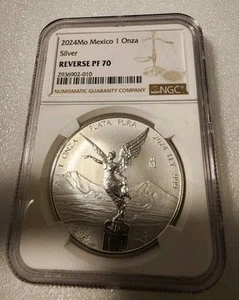 2024 Mexico 1 oz .999 Fine Silver Libertad REVERSE PROOF Onza Coin - NGC PF 70 - Picture 1 of 2