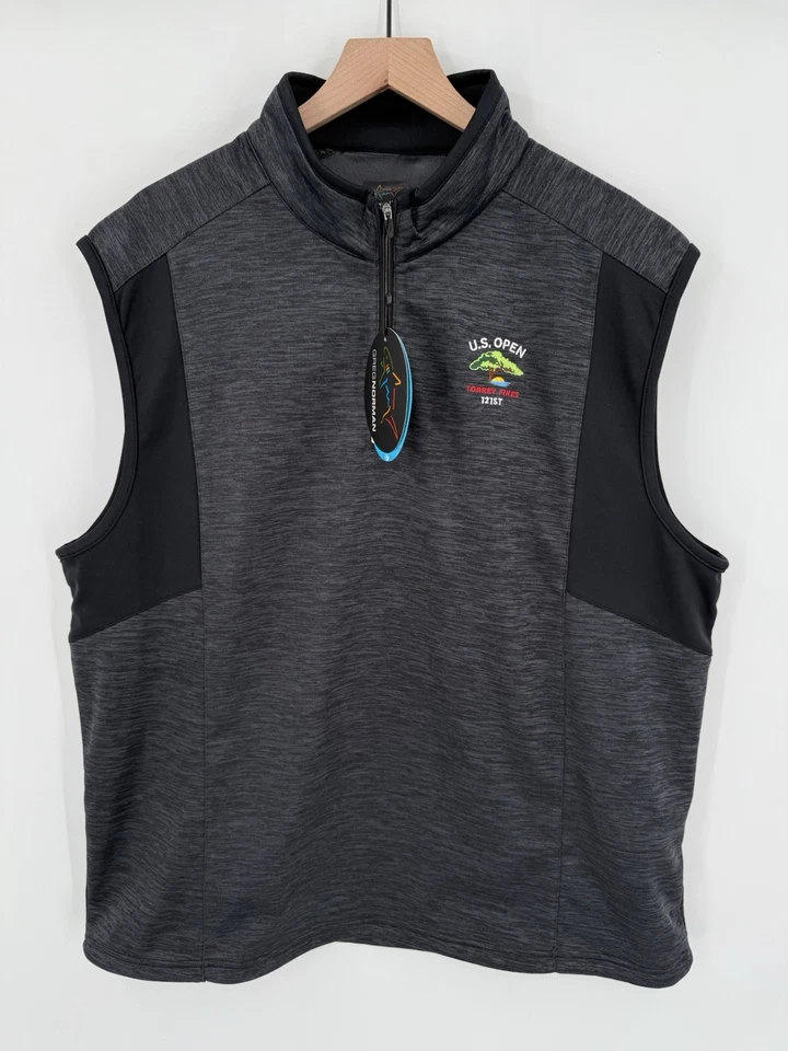 NUEVO Chaleco de Golf Greg Norman Para Hombre XXL 121st U.S. Open Torrey Pines Negro 1/4 Cremallera Foto 1 de 4