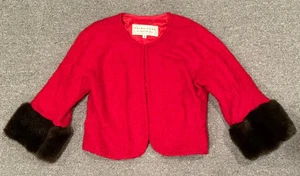 Trina Turk Bolero Jacke Gr. 6 Wolle & Mohair Los Angeles Palm Springs Kunstfell - Bild 1 von 7