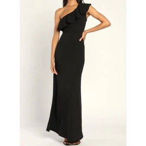 Lulus Last Forever One Shoulder Kleid Damen Gr. M schwarz Rüschen Event elegant - Bild 1 von 5