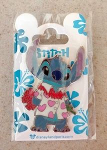 Prendedor comercial Disney #143519 DLP - Camisa Stitch in Hawaii Hearts con flores rosas - Imagen 1 de 3