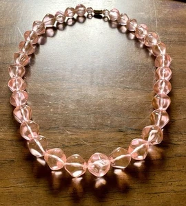 1987 Avon Tea Rose Transparent Pink Necklace - Picture 1 of 7