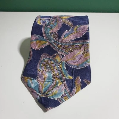 Галстук темно-синий Oscar De La Renta 100% шелк сделано в США пейсли - Изображение 1 из 4
