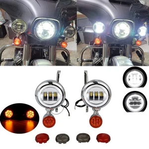 4.5" Spot Passing Fog Light Turn Signals Bracket For Harley Street Glide 94-2023 - Picture 1 of 12