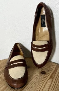 ZELLI Italian Handmade Dress Shoes Soft Calfskin Two Tone Penny Loafers Sz 9.5 W - Picture 1 of 9