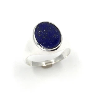 massiver klassischer Siegelring 925 Silber Ring Lapislazuli oval Schmuck RW 62 - Picture 1 of 12