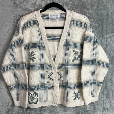 Cárdigan de Colección Robert Scott Pequeño Crema Grandmacore Grueso Abuela Suéter Casa de Campo Foto 1 de 4