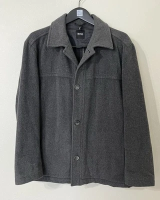 HUGO BOSS Wool Blend Button-Up Jacket in Charcoal Gray Mens Size L/XL - Image 1 of 4