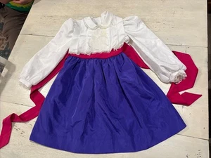 Ruth Of Carolina Dress Girls 6 Long Sleeve Victorian Pleated White Pink Purple - Picture 1 of 19