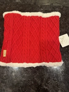 Pudus Zopfmuster Infinity Schal Fleece gefüttert Halswärmer Kreis Snood rot vegan - Bild 1 von 4