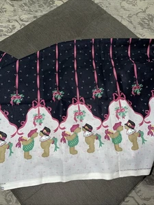 Vintage 1998 Daisy Kingdom Mistletoe Bears Border Black Cotton 2 Yards 44” Wide - Picture 1 of 5