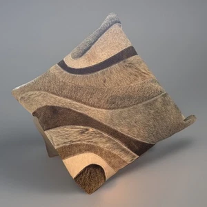 Javi Home Leather Cowhide Fur Throw Pillow 18” Square Poly Filled Made In India - Picture 1 of 13
