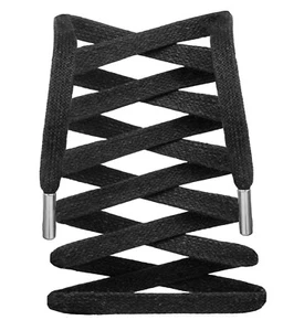 Premium Waxed Cotton Flat Shoelaces with Silver Tips for Sneakers and Boots - Picture 1 of 3