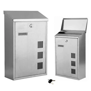 OUTDOOR WALL MOUNTED STAINLESS STEEL METAL MAILBOX LOCKABLE MAIL LETTER POST BOX - Picture 1 of 6