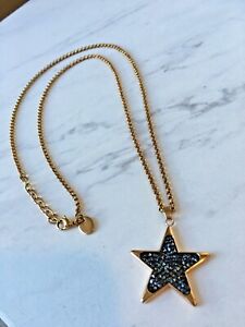 s.OLIVER Star Necklace Gray Pave Crystal Rose Gold Tone Chain Stainless Steel 