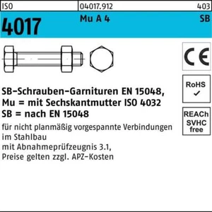 BUFAB Sechskantschraube ISO 4017 VG m.Mutter M 20 x 45 A 4-70 - Bild 1 von 1