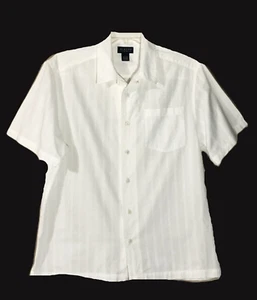 Austin Clothing Co. Size L Solid White Short Sleeve Button Cotton Textured Shirt - Picture 1 of 5
