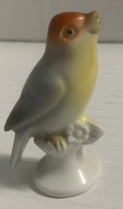Vintage 2 Inch Porcelain Bird Figurine Yellow Blue Red West Germany - Picture 1 of 6