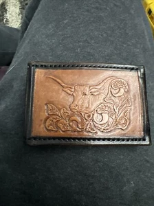 Cattle Skull Texas Longhorn Steer Bull Western Cowboy 70s Vintage Belt Buckle - Picture 1 of 4