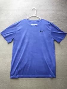 Nike Shirt Adult Large Blue Short Sleeve Athletic Running Casual Swoosh Men's - Picture 1 of 14