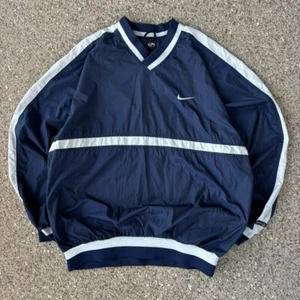 VTG Nike Jacket Mens Large Navy Windbreaker Pullover Tiger Woods Yin Yang Golf - Picture 1 of 7