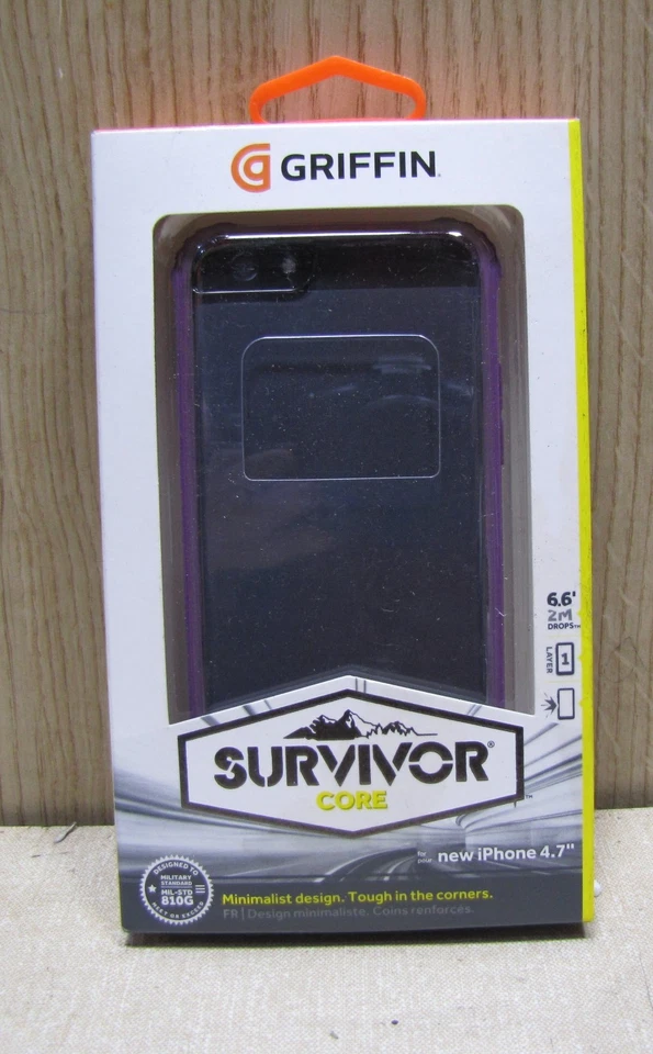 iPhone 6 6S purple and clear Griffin survivor core case 4.7" tough bumper edges - Image 1 of 4
