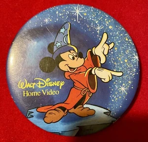 Walt Disney Home Video Mickey Mouse Fantasia Pinback Button Pin Vintage - Picture 1 of 2