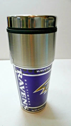 Baltimore Ravens NBA Stainless Steel 16oz Travel Tumbler Mug NEW Cover