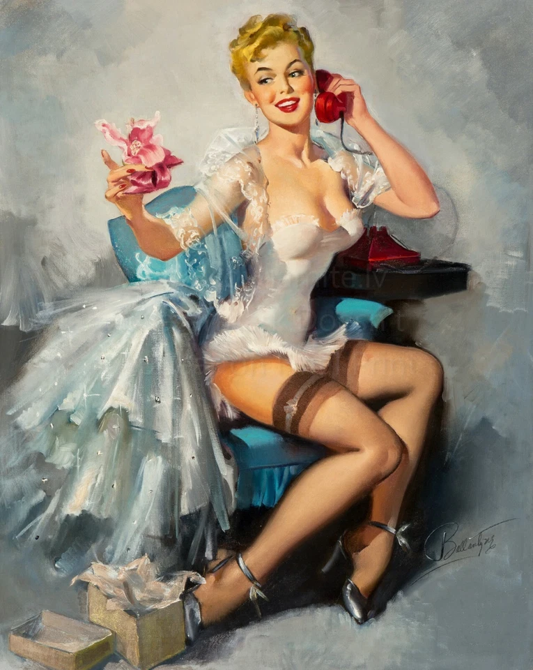 JOYCE BALLATYNE Pin-Up Poster or Rolled Canvas Print "Thanks for the Orchid" - Image 1 of 1